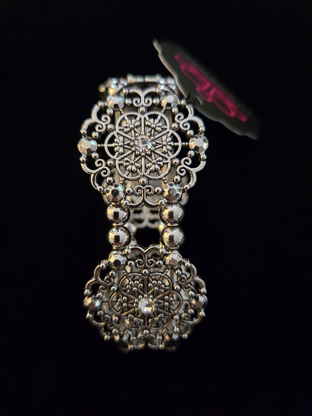 Silver Filigree Double Medallion Women's Bracelet